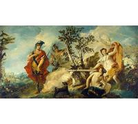 DQCJIYIGL Famoso Poster Con Artistiche Painting Image Carlo y Ubaldo resistiendo los encantamientos de las ninfas de Armida de Francesco Guardi per la Decorazione Della Parete 60x90cm