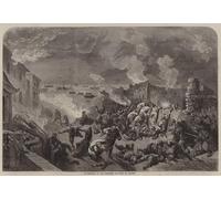 DQCJIYIGL Famoso Poster Con Artistiche Painting Image Destrucción de las fábricas europeas en Cantón por Gustave Dore per la Decorazione Della Parete 60x90cm