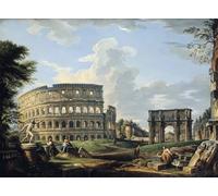 DQCJIYIGL Famoso Poster Con Artistiche Painting Image el Coliseo y elde Constantino de Paolo Pannini per la Decorazione Della Parete 60x90cm