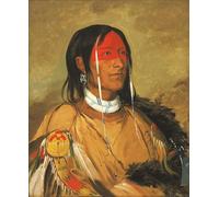 DQCJIYIGL Famoso Poster Con Artistiche Painting Image El que tiene ojos detrás de él también conocido como el brazo roto un valiente destacado por George Catlin per la Decorazione Della Parete 60x90cm