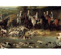 DQCJIYIGL Famoso Poster Con Artistiche Painting Image El rey Luis XV cazando ciervos en el bosque de Saint Germain de Jean Baptiste Oudry per la Decorazione Della Parete 60x90cm