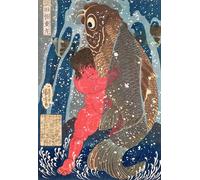 DQCJIYIGL Famoso Poster Con Artistiche Painting Image Kintoki nada en la cascada por Utagawa Kuniyoshi per la Decorazione Della Parete 60x90cm