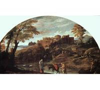 DQCJIYIGL Famoso Poster Con Artistiche Painting Image la Huida a Egipto de Annibale Carracci per la Decorazione Della Parete 60x90cm