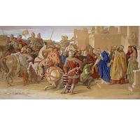 DQCJIYIGL Famoso Poster Con Artistiche Painting Image los Caballeros de la Mesa Redonda a Punto de Partir en la Búsqueda del Santo Grial por William Dyce per la Decorazione Della Parete 60x90cm
