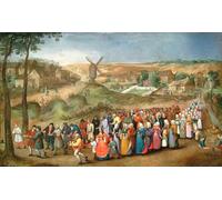 DQCJIYIGL Famoso Poster Con Artistiche Painting Image Procesión nupcial frente a un paisaje de Pieter Brueghel el per la Decorazione Della Parete 60x90cm