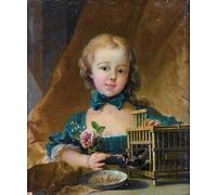 DQCJIYIGL Famoso Poster Con Artistiche Painting Image Retrato de Alejandro Normando Detiolles jugando con un jilguero de François Boucher per la Decorazione Della Parete 60x90cm