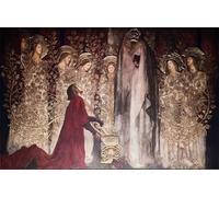 DQCJIYIGL Famoso Poster Con Artistiche Painting Image Sir Galahad descubriendo el Santo Grial por Edwin Austin Abbey per la Decorazione Della Parete 60x90cm