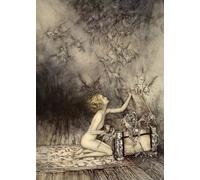 DQCJIYIGL Famoso Poster Con Artistiche Painting Image un repentino enjambre de criaturas aladas pasó rozándola por Arthur Rackham per la Decorazione Della Parete 60x90cm