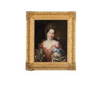 DQCJIYIGL Famoso Poster Con Artistiche Painting Image Vestido de medio cuerpo con bordado rojo y abrigo gris de Pierre Mignard per la Decorazione Della Parete 60x90cm