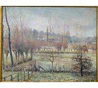 DQCJIYIGL Famoso Poster Con Artistiche Painting Image White Frost Morning o Snow Effect en Eragny Painting de Camille Jacob Pissarro per la Decorazione Della Parete 60x90cm