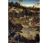 DQCJIYIGL Famoso Stampe su Canvas Stampa Artistica Caza en honor de Carlos V en el castillo de Torgau por Lucas el Viejo Cranach per la Decorazione Domestica dell'ufficio 60x90cm