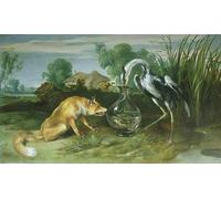DQCJIYIGL Famoso Stampe su Canvas Stampa Artistica el animal y la grulla de las fábulas de Esopo de Frans Snyders o Snijders per la Decorazione Domestica dell'ufficio 60x90cm