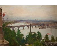 DQCJIYIGL Famoso Stampe su Canvas Stampa Artistica El desfile del río visto desde la casa de Sir Barries por John Lavery per la Decorazione Domestica dell'ufficio 60x90cm