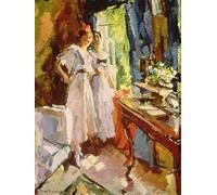 DQCJIYIGL Famoso Stampe su Canvas Stampa Artistica En la ventana abierta de Konstantin Alekseevich Korovin per la Decorazione Domestica dell'ufficio 60x90cm