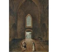 DQCJIYIGL Famoso Stampe su Canvas Stampa Artistica Hubert Robert y un aficionado visitan una tumba en una iglesia de Hubert Robert per la Decorazione Domestica dell'ufficio 60x90cm