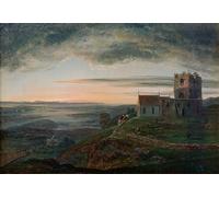 DQCJIYIGL Famoso Stampe su Canvas Stampa Artistica Las ruinas de la iglesia de Avaldsnes en Karmoey por Johan Christian Dahl per la Decorazione Domestica dell'ufficio 60x90cm