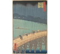 DQCJIYIGL Famoso Stampe su Canvas Stampa Artistica Lluvia repentina sobre el puente Shin-ohashi y Atake Ohashi Atake No Yudachi de Ando Hiroshige per la Decorazione Domestica dell'ufficio 60x90cm