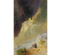 DQCJIYIGL Famoso Stampe su Canvas Stampa Artistica Monte Athos el Monasterio de San Pablo por Edward Leaars per la Decorazione Domestica dell'ufficio 60x90cm