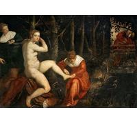 DQCJIYIGL Famoso Stampe su Canvas Stampa Artistica Susana y los ancianos de Jacopo Robusti Tintoretto per la Decorazione Domestica dell'ufficio 60x90cm