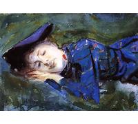 DQCJIYIGL Famoso Stampe su Canvas Stampa Artistica Violeta descansando sobre la hierba de John Singer Sargent per la Decorazione Domestica dell'ufficio 60x90cm