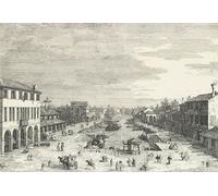 DQCJIYIGL Famoso Stampe su Canvas Stampa Artistica Vista de Mestre an Inn a la izquierda y otros edificios que bordean el canal por Canaletto per la Decorazione Domestica dell'ufficio 60x90cm