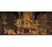 DQCJIYIGL Painting Quadri Tela Mural Dipinto el espectáculo de fuego de los cuatro elementos y el torneo ecuestre en la época de Luis XIII de Claude Deruet per Decorazioni per la Casa 60x90cm