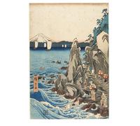 DQCJIYIGL Stampe su Canvas Stampa Artistica Peregrinación a la Exposición de la Estatua de Benzaiten en el Santuario Mayor por Utagawa Hiroshige per la Decorazione Domestica dell'ufficio 60x90cm
