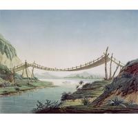DQCJIYIGL Tela e Immagini Vintage Quadri Puente de cuerdas cerca de Penipe cruzando el río Chambo México por el Barón Friedrich Alexander Von Humboldt per L'arredamento Della Camera da Letto 60x90cm