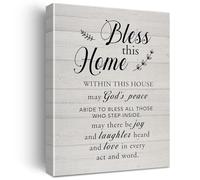 DQFOCPHHAA Bless This Home Rustic Wall-Art, Religious Quote on Canvas for Inspirational Decor, Farmhouse Style Painting for Tabletop, Housewarming Gift for Home(Framed,08x12inch(20x30cm))