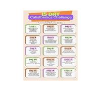 DQFOCPHHAA Calisthenics Training Program Wall-Art Poster 15 Day Challenge Bodyweight Exercises for Home Gym Bedroom Office Decor(Unframed,12X18inch(30X45cm))