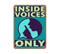 DQFOCPHHAA Classroom Quiet Sign Metal Inside Voices Only Minimalist Modern Art for School Office Decor 8 X 12 in