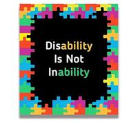 DQFOCPHHAA Disability Is Not Inability Wall-Art - Autism Awareness Poster for Classroom and Office Decor(Framed,08x12inch(20x30cm))