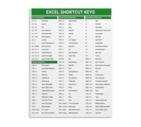 DQFOCPHHAA Excel Keyboard Shortcuts Cheat Sheet Quick Reference Guide Educational Canvas Poster Wall-Art for Home Office and Study Room Decor(Unframed,08x12inch(20x30cm))