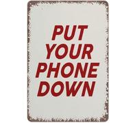 DQFOCPHHAA Humorous Digital Detox Sign Put Your Phone Down Vintage Tin Plaque for Dining Room Living Room Wall Decor 8 X 12 in