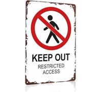 DQFOCPHHAA Keep Out Restricted Access Funny Metal Plaque Warning Sign for Garage Workshop Office Factory Warehouse Hallway 8 X 12 in