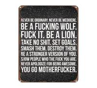 DQFOCPHHAA Motivational Be A Lion Be A Wolf Rustic Tin Sign Home Wall-Art for Garage Workshop 8 X 12 in