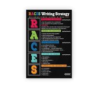 DQFOCPHHAA RACES Writing Strategy, Classroom Anchor Chart for Text Evidence, Restate Answer Cite Explain Summarize for Middle School ELA(Framed,08x12inch(20x30cm))