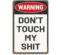 DQFOCPHHAA Vintage Glossy Dont Touch My Stuff Tin Sign Pre Pasted Reusable Garage Man Cave Decor Oblong Metallic Wall Accent 8 X 12 in