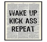 DQFOCPHHAA Wake Up Dictionary Quote Motivational Wall-Art Canvas Print for Entrepreneur Office Study Room(Framed,12x18inch(30x45cm))