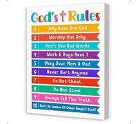 DQFOCPHHAA Wall-Art, Nursery Decor with God's Rules, Educational Sunday School Decorations for Classroom, Inspirational Religious Gifts (Unframed,16x24inch(40x60cm))