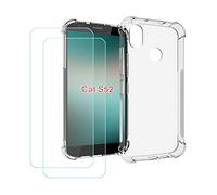 DQG Cover per Cat S52 + Pellicola Protettiva in Vetro Temperato, Morbido Silicone Custodia Trasparente TPU Case - 2 Pezzi Schermo Protettore per Cat S52 (5.65")