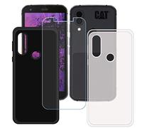DQG Cover per Cat S62 PRO + Pellicola Protettiva in Vetro Temperato, 2 Pezzi Morbido Silicone Custodia Traslucido + Nero TPU Case - HD Schermo Protettore per (5.70")