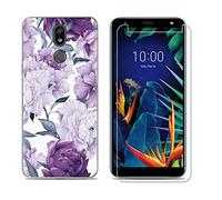 DQG Cover per LG K40 + Pellicola Protettiva in Vetro Temperato, Morbido Silicone Custodia Trasparente TPU Case - HD Schermo Protettore per LG K40 (5.7") - LLM28