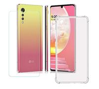 DQG Cover per LG Velvet (6.8") + Pellicola Protettiva in Vetro Temperato, Morbido Silicone Custodia Trasparente Angoli Rinforzati Protezione Goccia TPU Case - Schermo Protettore
