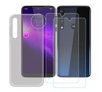 DQG Cover per Motorola Moto G8 Plus + Pellicola Protettiva in Vetro Temperato, Morbido Silicone Custodia Traslucido Grigio TPU Case - 2 Pezzi Schermo Protettore per Motorola Moto G8 Plus (6.3")