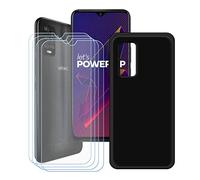 DQG Cover per Wiko Power U20 + Pellicola Protettiva in Vetro Temperato, Morbido Silicone Custodia Nero TPU Case - 4 Pezzi HD Schermo Protettore per (6.82")