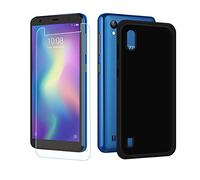 DQG Cover per ZTE Blade A5 2019 + Pellicola Protettiva in Vetro Temperato, Morbido Silicone Custodia Nero TPU Case - Schermo Protettore per ZTE Blade A5 2019 (5.45")