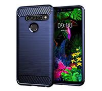DQG Custodia per LG G8S ThinQ,Ultrasottile Fibra di Carbonio Silicone Case TPU Shell Morbida Protettivo Copertura Cover per LG G8S ThinQ (6.21") - Blu