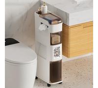 DQSPDBD Scaffale portaoggetti per WC, scaffale mobile con ruote per piccoli spazi, armadietto laterale stretto per bagno, mensola per fessure e soluzione di archiviazione