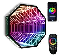 DQSPDBD Specchio a tunnel luce LED Infinity Mirror Light con telecomando 3D Octagon Infinity specchio da parete multi colore che cambia luce
